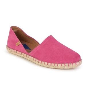 Verbenas Fuchsia Pink Suede Leather Espadrille Flats - Made in Spain - Size 7.5